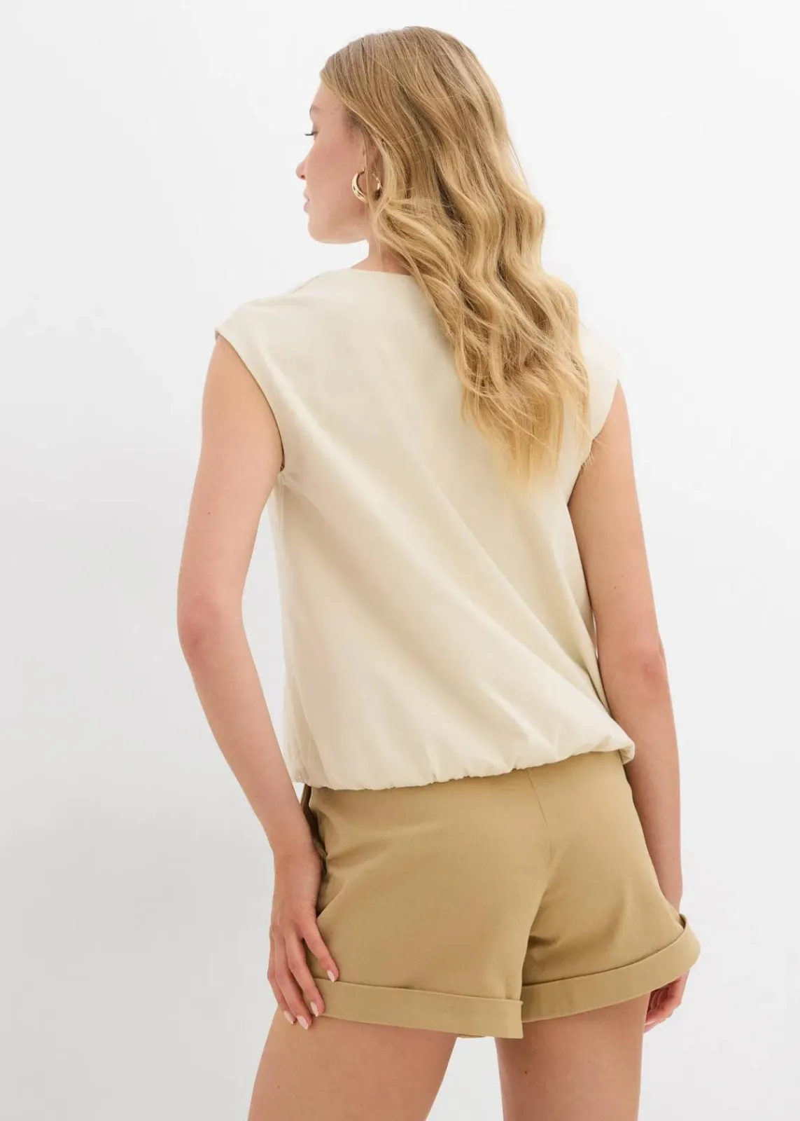 bonprix Shirts & Tops^Shirt mit elastischem Bündchen natur