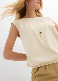 bonprix Shirts & Tops^Shirt mit elastischem Bündchen natur