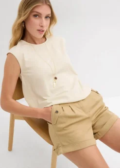 bonprix Shirts & Tops^Shirt mit elastischem Bündchen natur