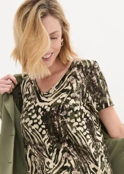 bonprix Shirts & Tops^Shirt mit Gummibund taupe leo bedruckt