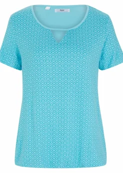 bonprix Shirts & Tops^Shirt mit Gummizug, Kurzarm aqua graphisch bedruckt