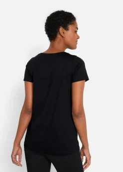 bonprix Shirts & Tops|Nachhaltigere Materialien^Shirt mit Herzdruck aus Bio-Baumwolle schwarz bedruckt