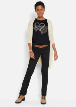 bonprix Shirts & Tops|Nachhaltigere Materialien^Shirt mit Herzdruck aus Bio-Baumwolle schwarz bedruckt