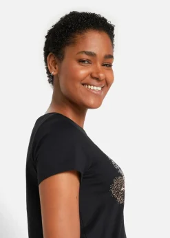 bonprix Shirts & Tops|Nachhaltigere Materialien^Shirt mit Herzdruck aus Bio-Baumwolle schwarz bedruckt