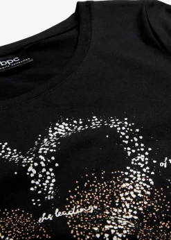 bonprix Shirts & Tops|Nachhaltigere Materialien^Shirt mit Herzdruck aus Bio-Baumwolle schwarz bedruckt