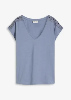 bonprix Shirts & Tops^Shirt mit Häkeleinsätzen rauchblau