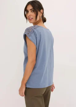 bonprix Shirts & Tops^Shirt mit Häkeleinsätzen rauchblau