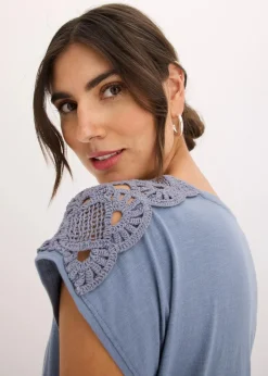 bonprix Shirts & Tops^Shirt mit Häkeleinsätzen rauchblau