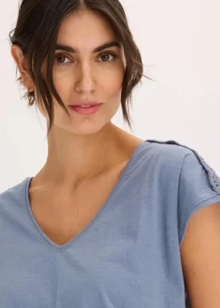 bonprix Shirts & Tops^Shirt mit Häkeleinsätzen rauchblau