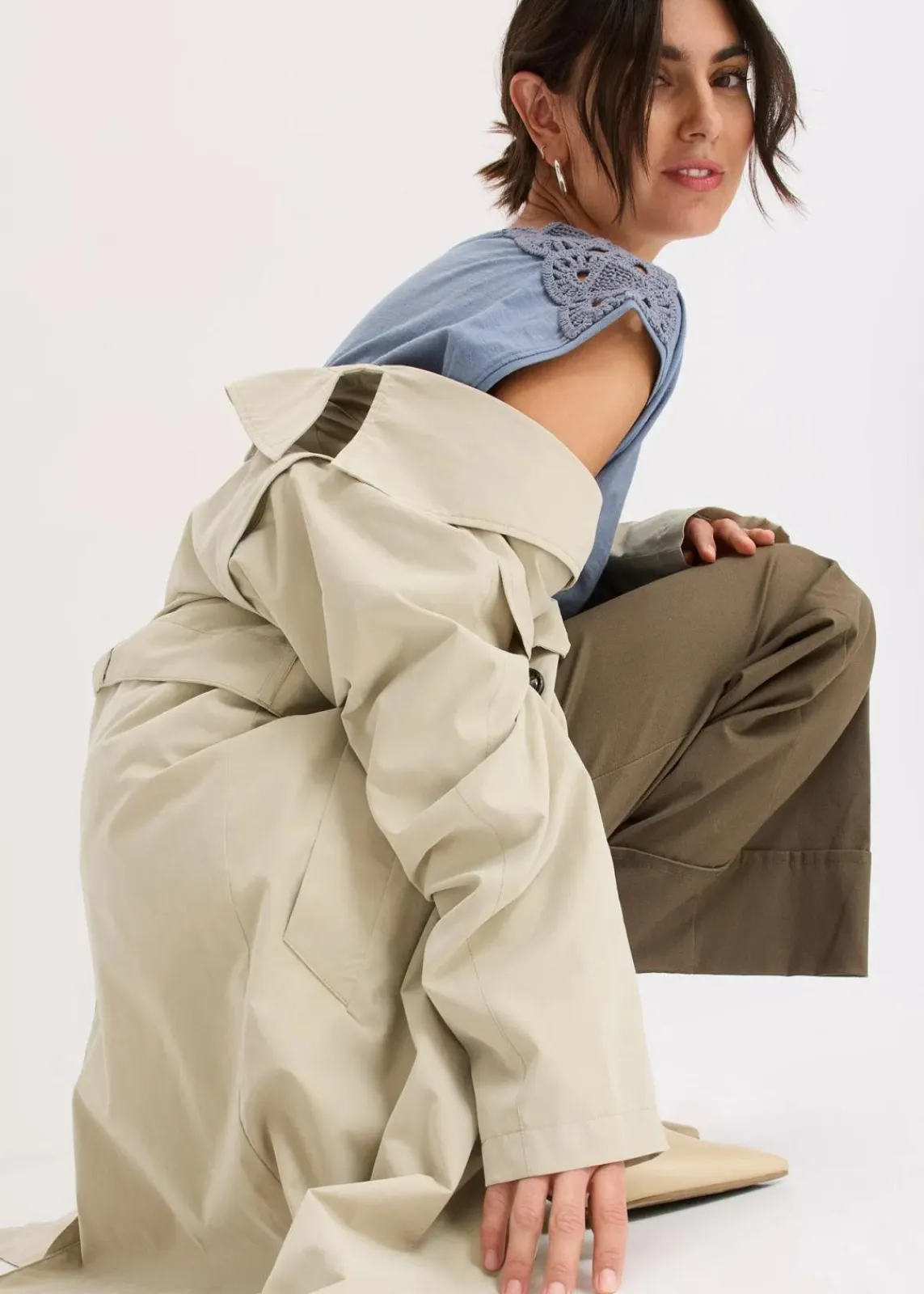 bonprix Shirts & Tops^Shirt mit Häkeleinsätzen rauchblau