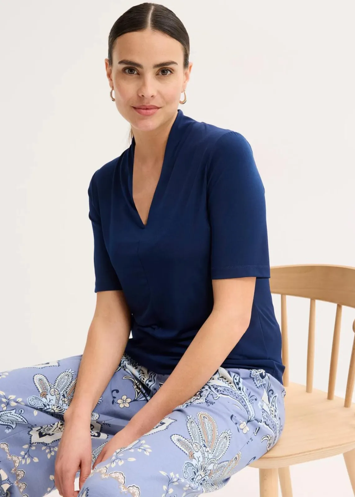 bonprix Shirts & Tops^Shirt mit Kelchkragen dunkelblau
