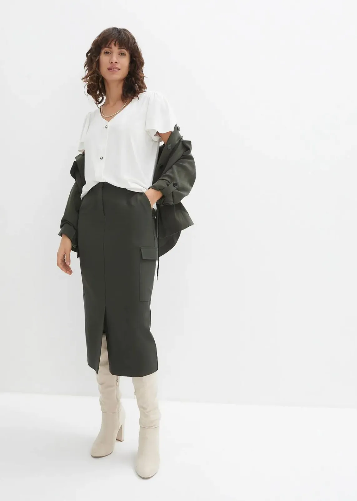 bonprix Shirts & Tops^Shirt mit Knopfleiste wollweiß