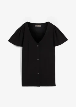 bonprix Shirts & Tops^Shirt mit Knopfleiste schwarz
