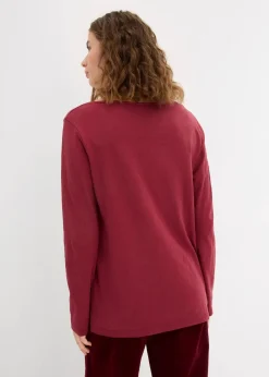 bonprix Shirts & Tops|Nachhaltigere Materialien^Shirt mit Knopfleiste aus reiner Bio-Baumwolle bordeaux