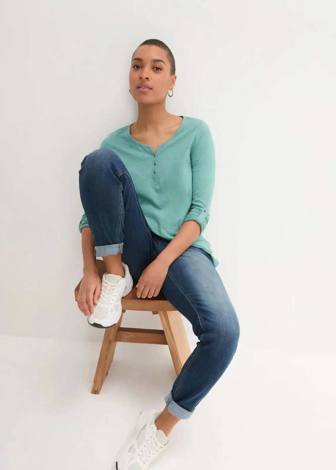 bonprix Shirts & Tops|Nachhaltigere Materialien^Shirt mit Knopfleiste aus reiner Bio-Baumwolle rauchsalbei