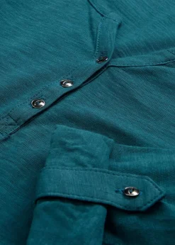 bonprix Shirts & Tops|Nachhaltigere Materialien^Shirt mit Knopfleiste aus reiner Bio-Baumwolle blaupetrol