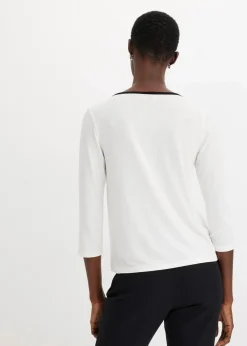 bonprix Shirts & Tops^Shirt mit Kontrastblende wollweiß/schwarz