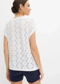 bonprix Shirts & Tops^Shirt mit Lochstickerei weiß