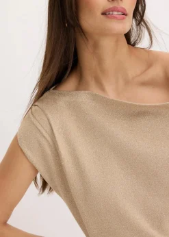 bonprix Bekleidung·Umstandsmode|Strickmode^Shirt mit One-Shoulder champagner metallic