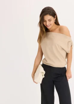 bonprix Bekleidung·Umstandsmode|Strickmode^Shirt mit One-Shoulder champagner metallic