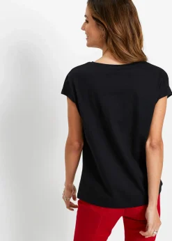 bonprix Shirts & Tops^Shirt mit Pailletten schwarz/silber bedruckt