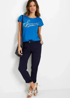bonprix Shirts & Tops^Shirt mit Pailletten meeresblau/silber bedruckt