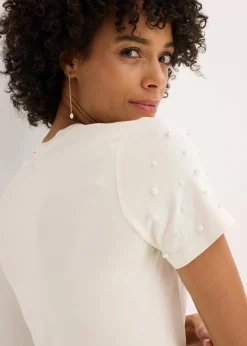bonprix Shirts & Tops^Shirt mit Perlen-Applikation wollweiß