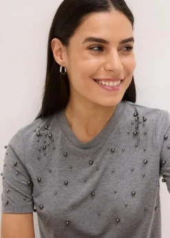 bonprix Shirts & Tops^Shirt mit Perlen-Applikation grau meliert
