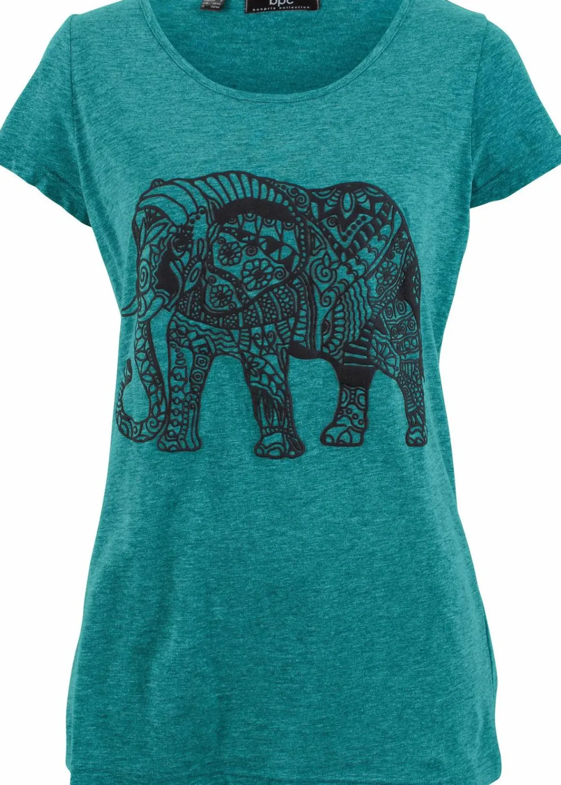bonprix Shirts & Tops|Nachhaltigere Materialien^Shirt mit platziertem Print aus Bio-Baumwolle, kurzarm kobalttürkis/schwarz