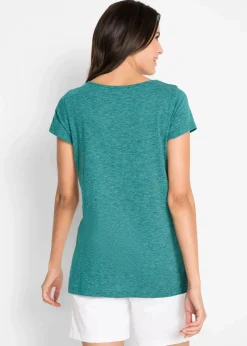 bonprix Shirts & Tops|Nachhaltigere Materialien^Shirt mit platziertem Print aus Bio-Baumwolle, kurzarm kobalttürkis/schwarz