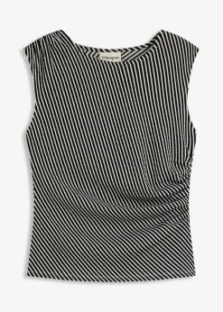 bonprix Shirts & Tops^Shirt mit Raffung schwarz/wollweiß
