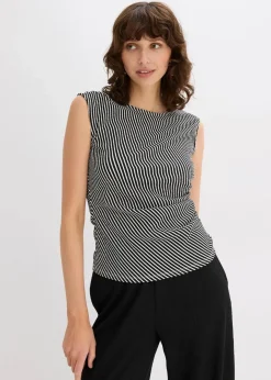 bonprix Shirts & Tops^Shirt mit Raffung schwarz/wollweiß