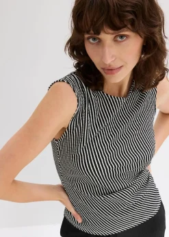 bonprix Shirts & Tops^Shirt mit Raffung schwarz/wollweiß