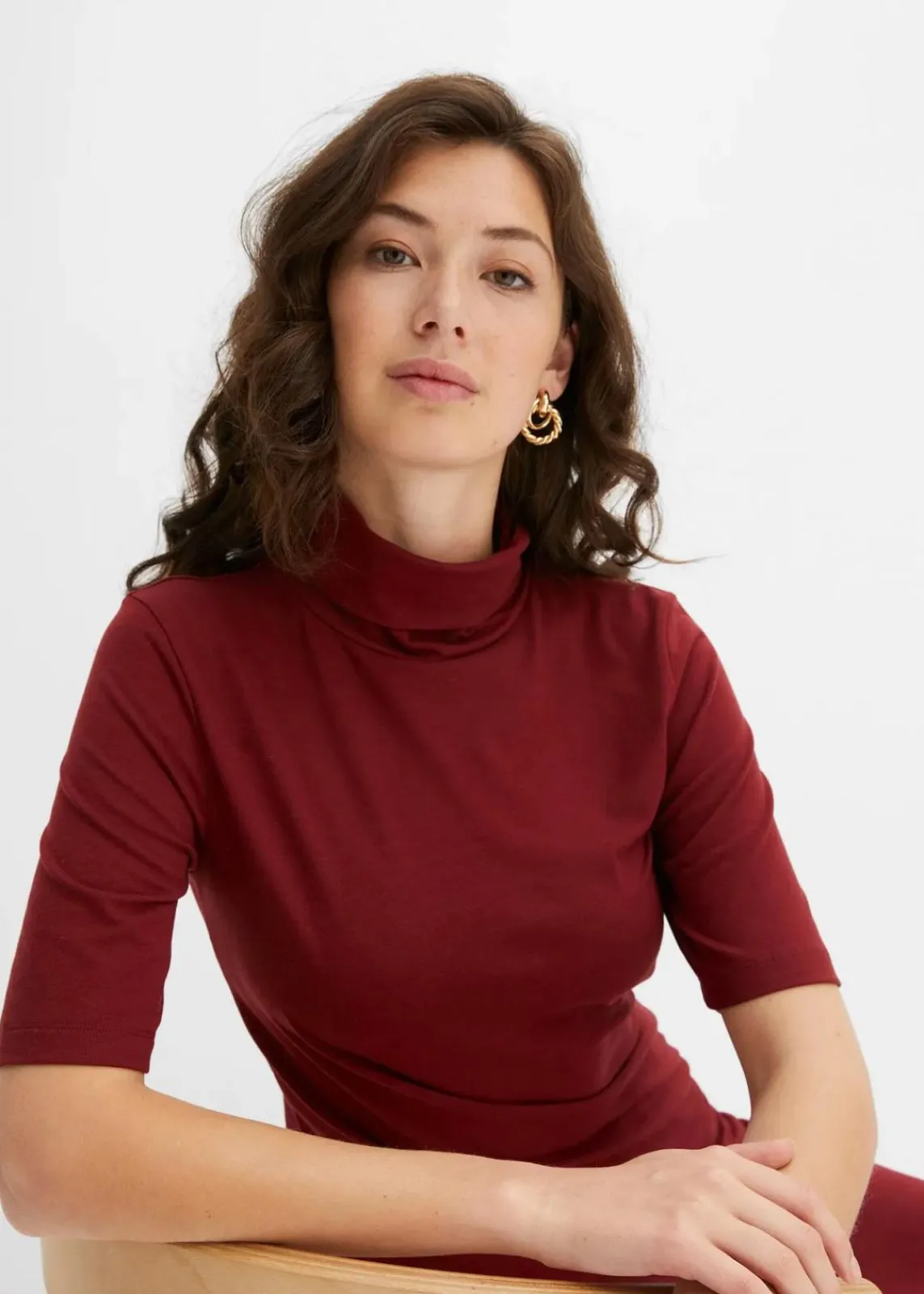 bonprix Shirts & Tops^Shirt mit Rollkragen rubinrot
