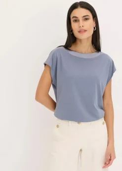 bonprix Shirts & Tops^Shirt mit Satinpasse rauchblau