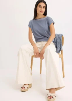 bonprix Shirts & Tops^Shirt mit Satinpasse rauchblau