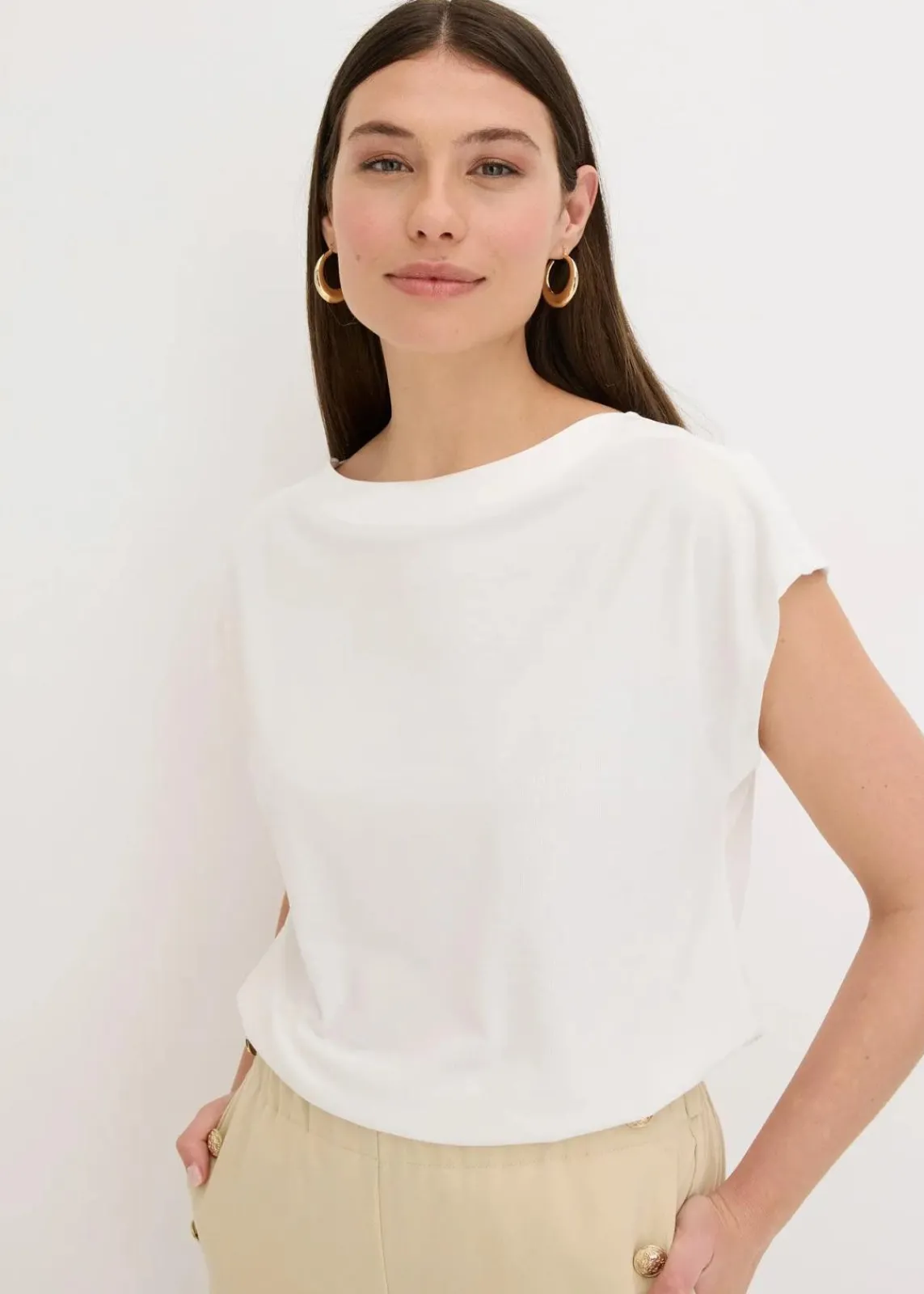 bonprix Shirts & Tops^Shirt mit Satinpasse wollweiß