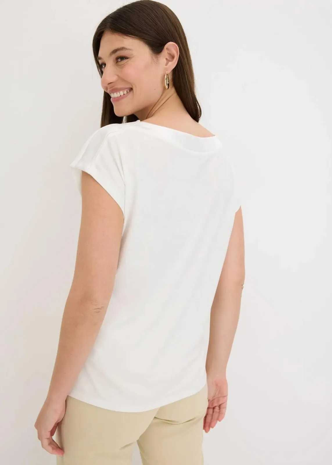 bonprix Shirts & Tops^Shirt mit Satinpasse wollweiß