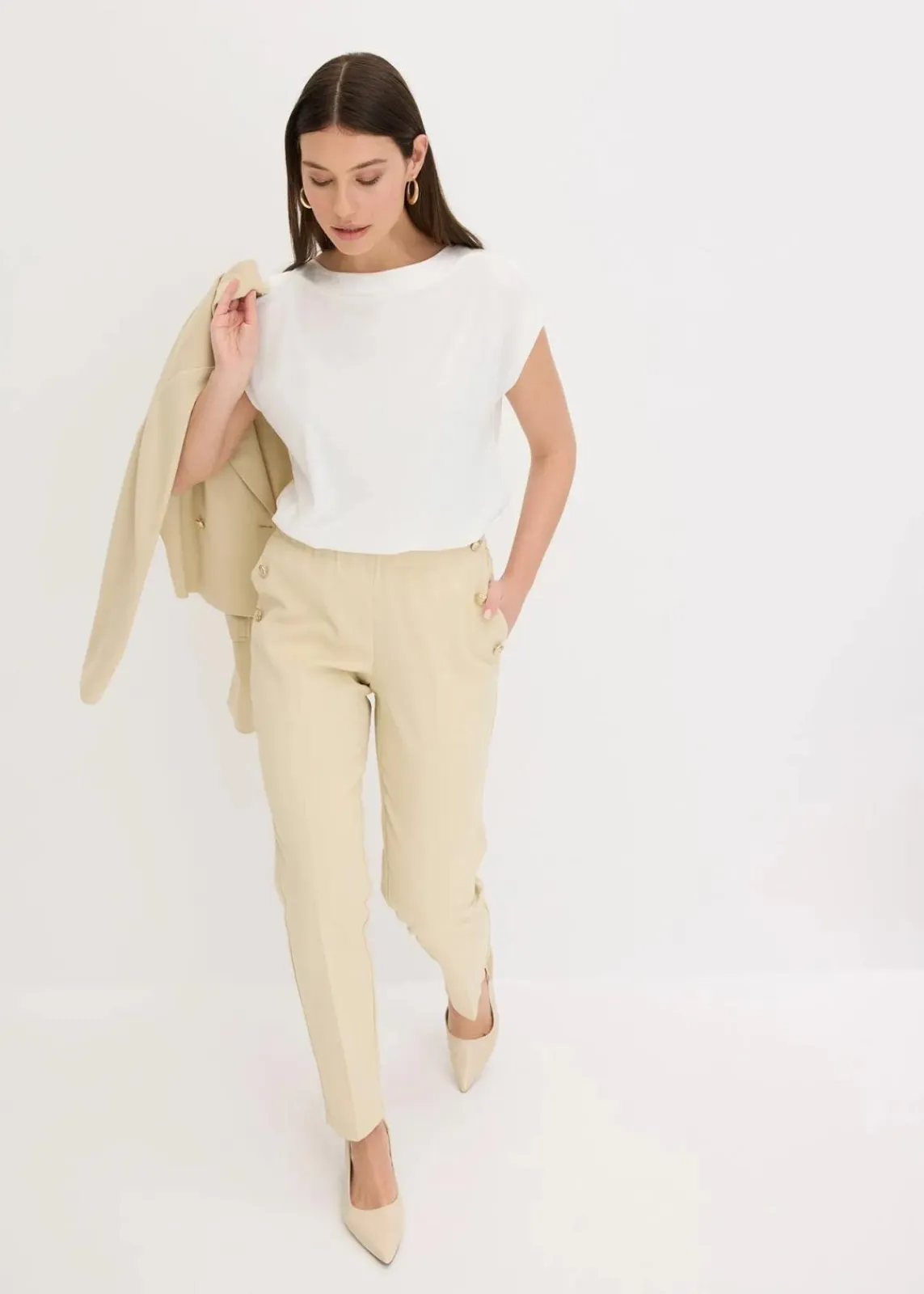 bonprix Shirts & Tops^Shirt mit Satinpasse wollweiß