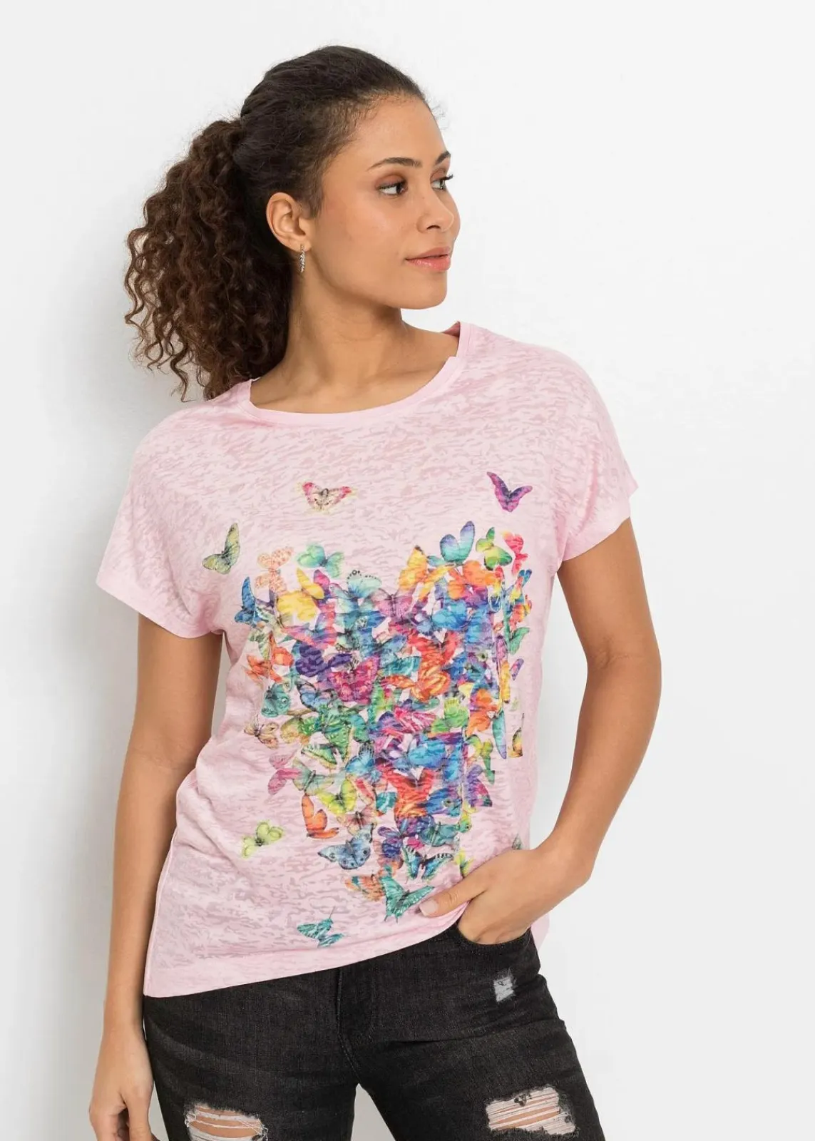 bonprix Shirts & Tops^Shirt mit Schmetterlingsdruck rosa bedruckt