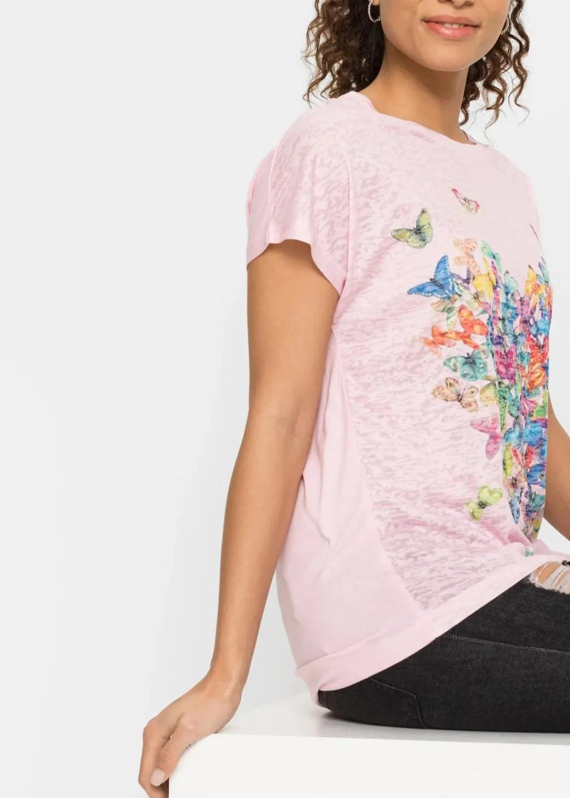 bonprix Shirts & Tops^Shirt mit Schmetterlingsdruck rosa bedruckt