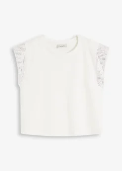 bonprix Nachhaltigere Materialien|Shirts & Tops^Shirt mit Schulterpolstern wollweiß