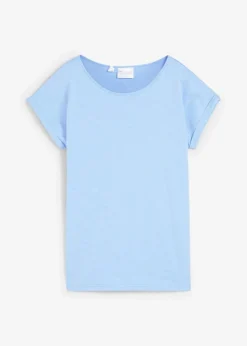 bonprix Shirts & Tops|Premium^Shirt mit Seidenanteil mittelblau