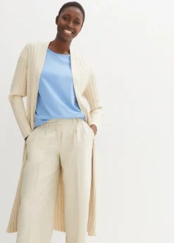 bonprix Shirts & Tops|Premium^Shirt mit Seidenanteil mittelblau