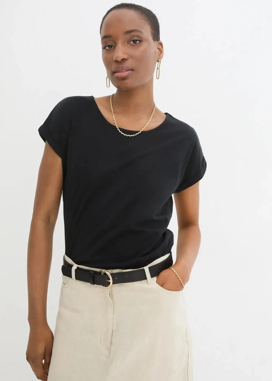 bonprix Premium|Shirts & Tops^Shirt mit Seidenanteil schwarz