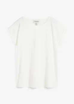 bonprix Shirts & Tops|Premium^Shirt mit Seidenanteil wollweiß