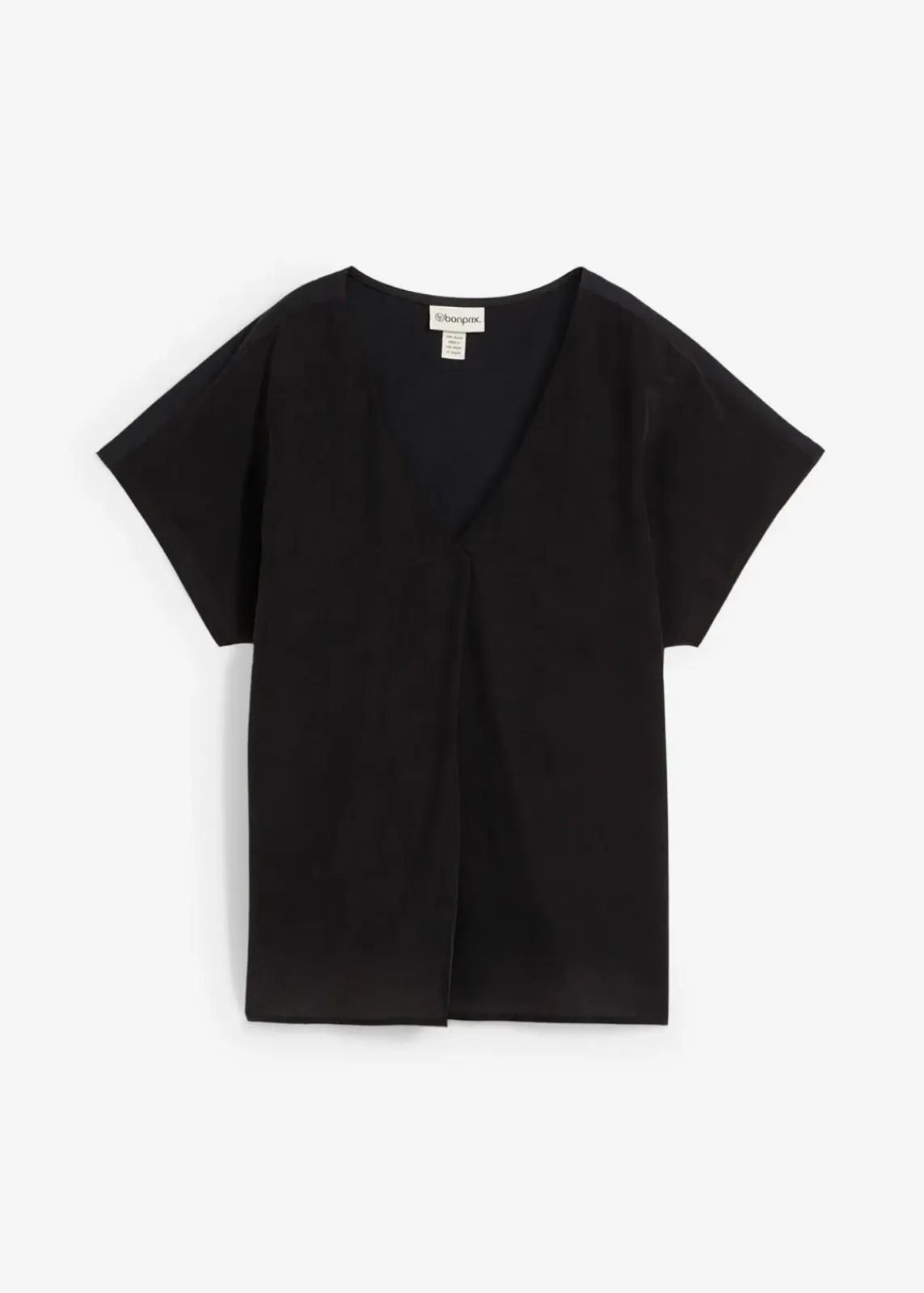 bonprix Shirts & Tops|Premium^Shirt mit Seidenanteil und Webeinsatz schwarz
