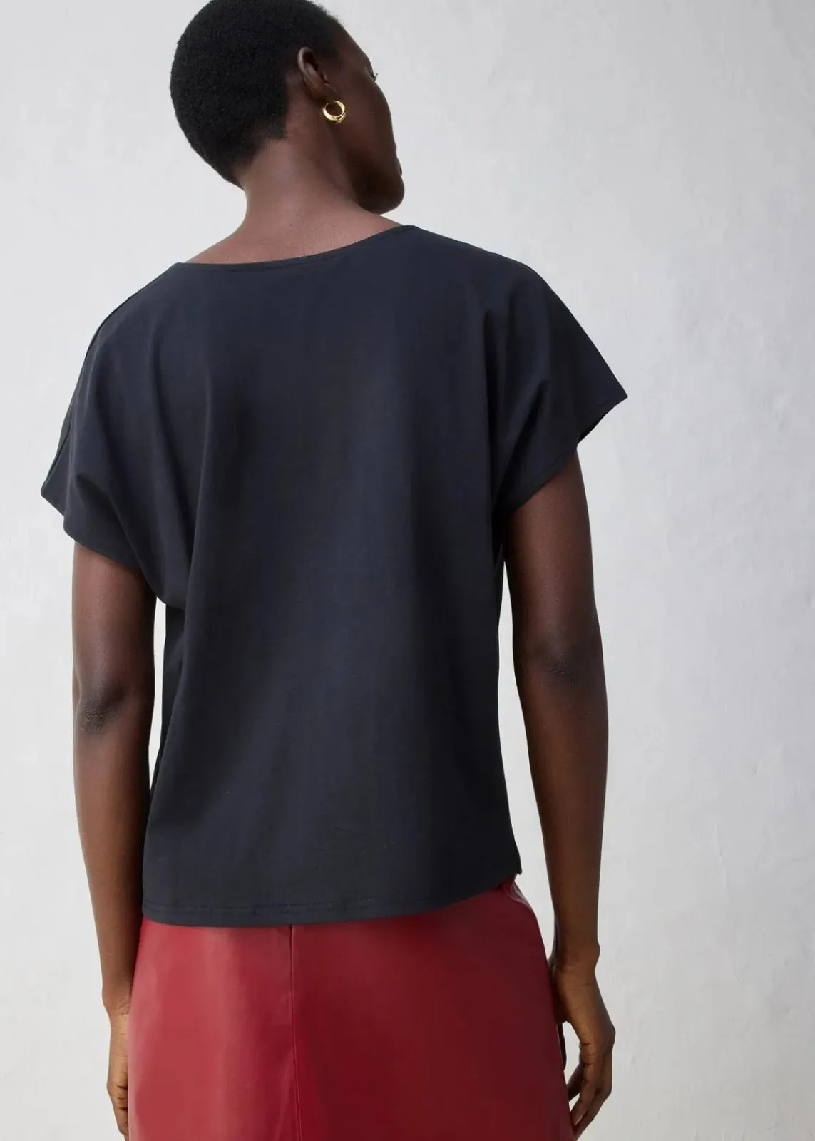 bonprix Shirts & Tops|Premium^Shirt mit Seidenanteil und Webeinsatz schwarz