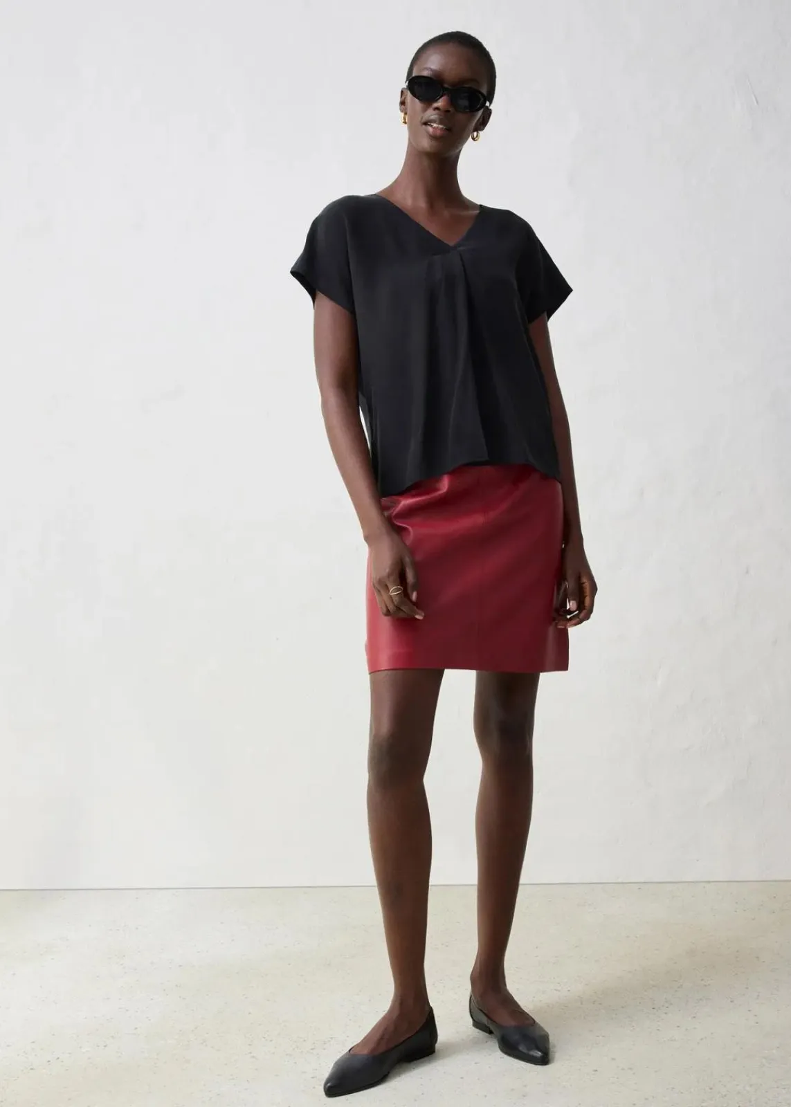 bonprix Shirts & Tops|Premium^Shirt mit Seidenanteil und Webeinsatz schwarz