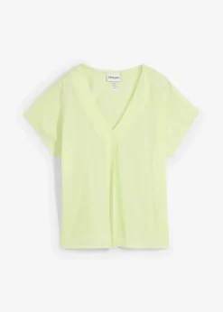bonprix Premium|Shirts & Tops^Shirt mit Seidenanteil und Webeinsatz kreidegrün